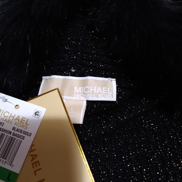 Michael Kors Metallic Faux-Fur Trim Cardigan - Picture 8 of 15